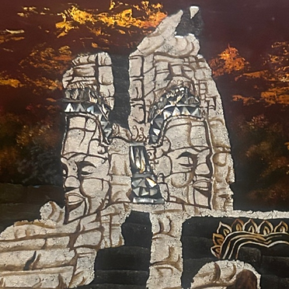 Thailand vintage ceramic Tapestry artwork painting stunning decor